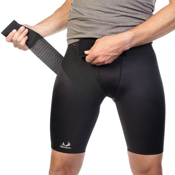 Groin wrap for compression shorts