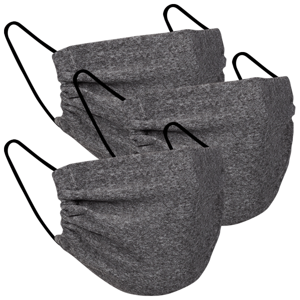3 Pack Grey - Fabric Face Mask without Nose Piece 