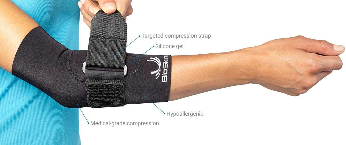 Tennis Elbow Compression Sleeve With Gel Bioskin Bracing 